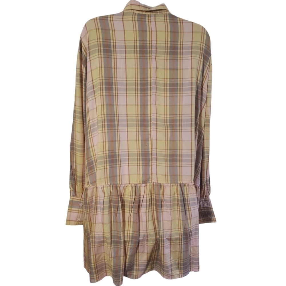 Ascot + Hart Long Sleeve Graphic Peplum Plaid Dress - Picture 9 of 16